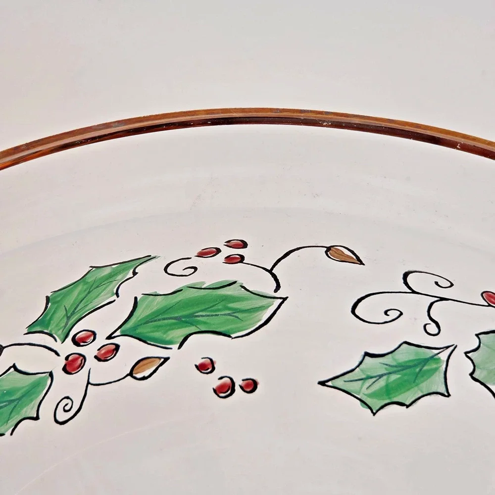 Home for the Holidays Holly Holiday Clear Glass Bowl Medium 205150 Vintage 1999